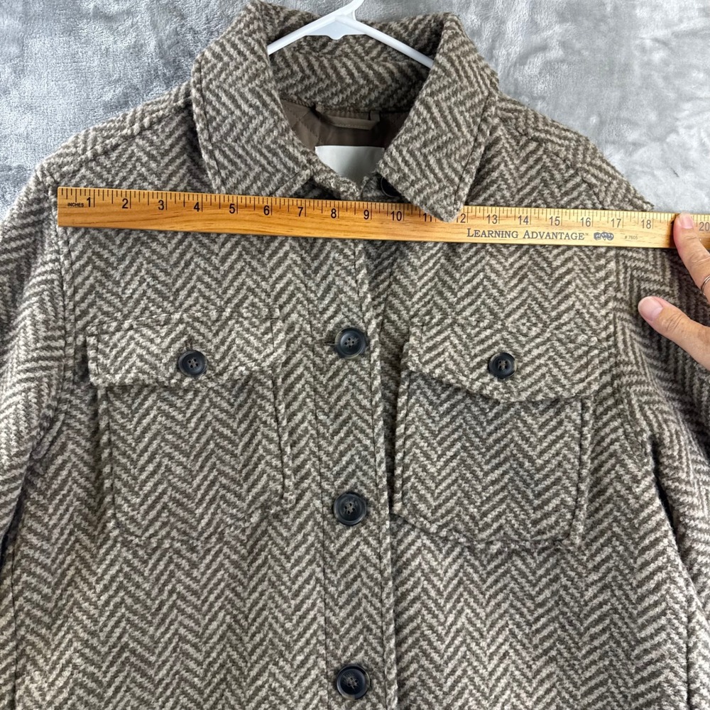 H&M Shirt Jacket Womens Small Brown Herringbone Quilted Lined Shacket (1779) - Picture 9 of 12